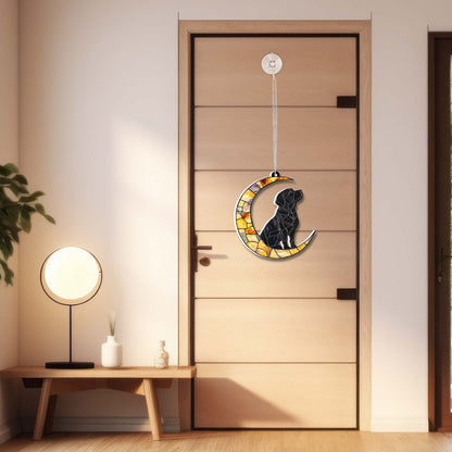 Labrador Retriever Dog On The Moon Acrylic Suncatcher Hanging Sign TQN4877LTH
