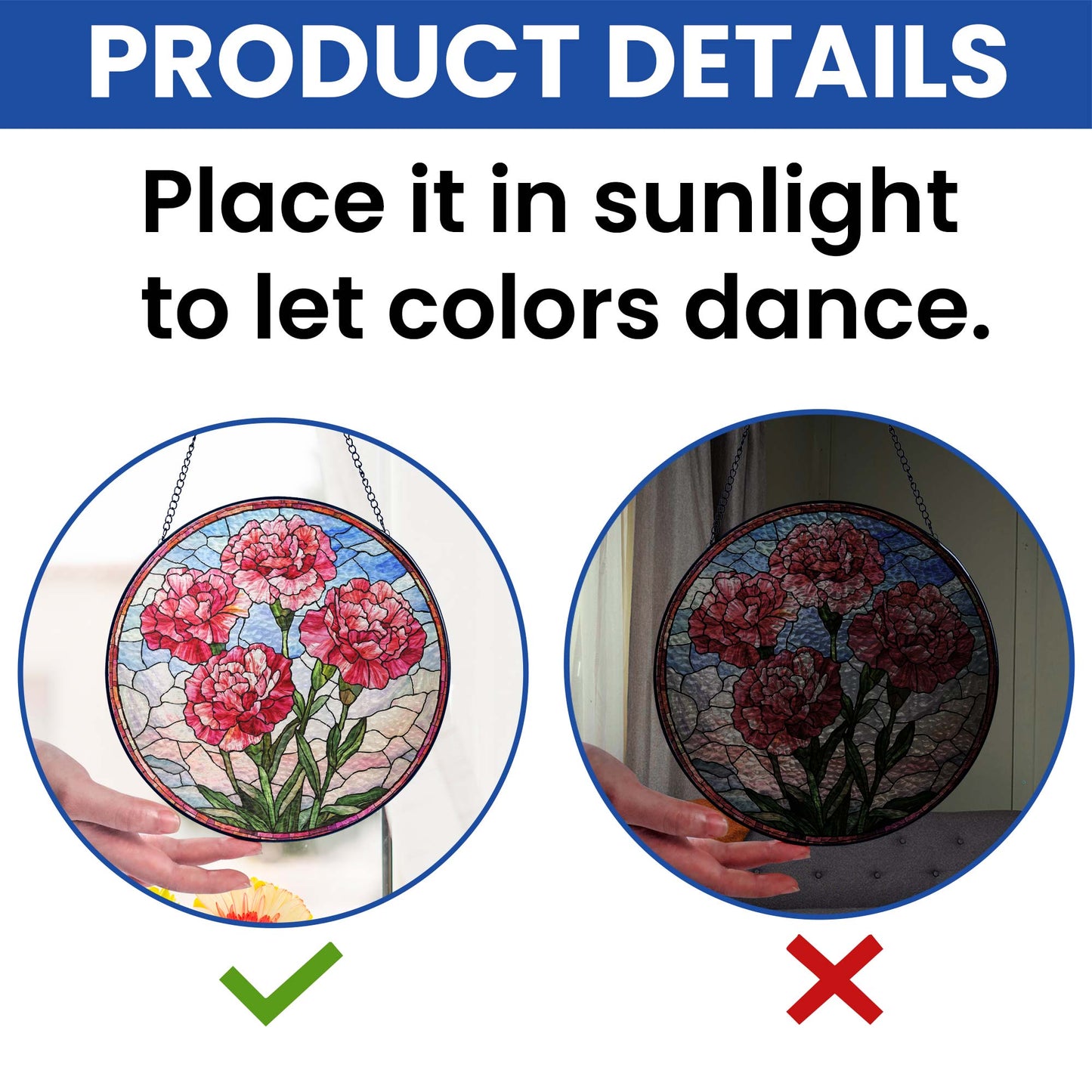 Personalized Birth Month Flowers Stained Glass Suncatcher TQN4882LTH