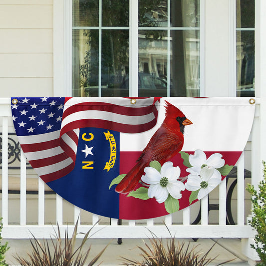 North Carolina State Cardinal and Dogwood Flower Non-Pleated Fan Flag MLN2893FL