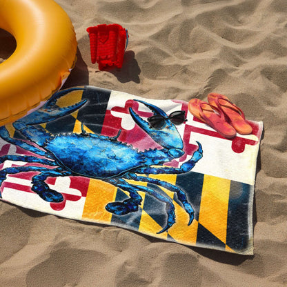 Maryland Blue Crab Coastal Summer Vibes Beach Towel TQN5280HVN