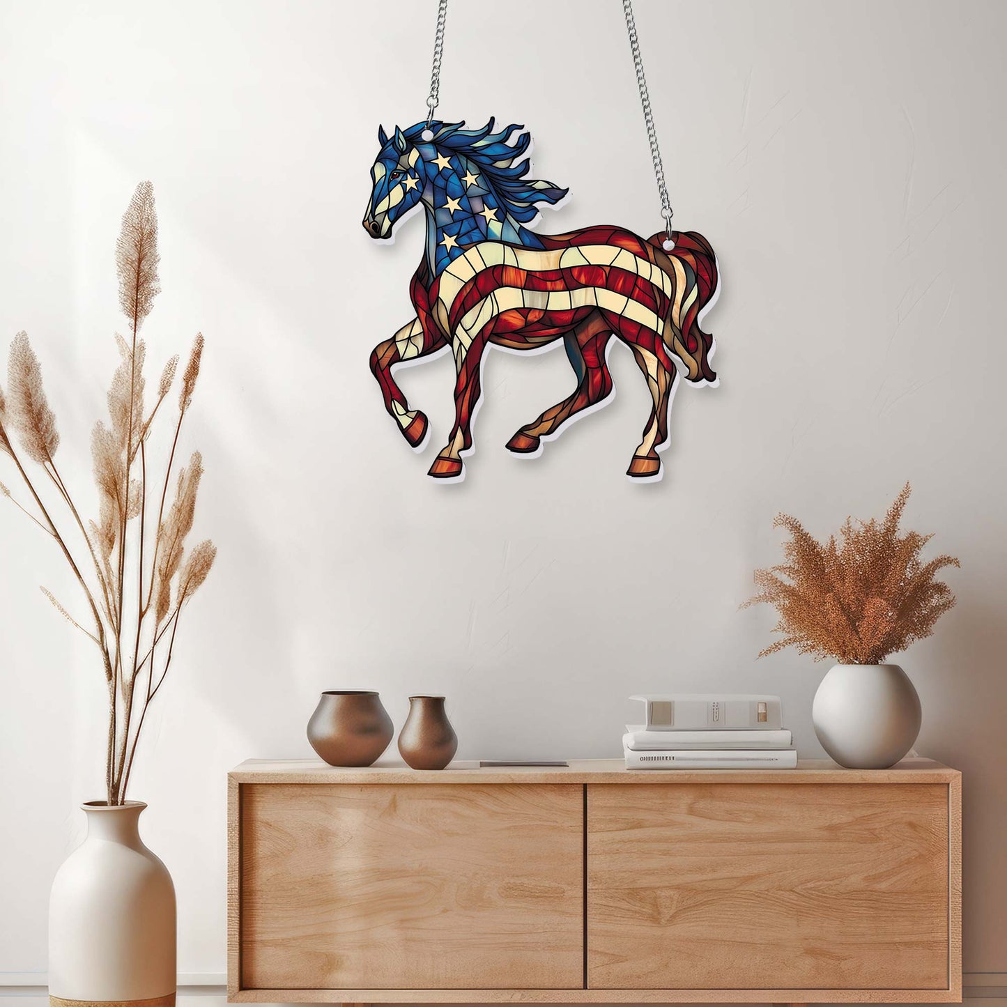 Patriotic Horse 4th Of july Suncatcher Window Hanging TQN5462PMN