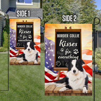 Border Collie Kisses Fix Everything Flag QNK1035Fv2