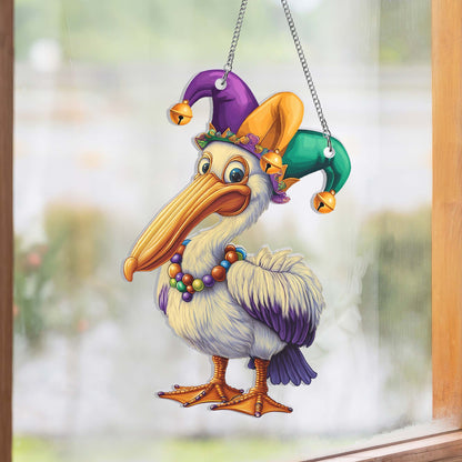 Pelican Mardi Gras Suncatcher Acrylic Hanging Sign TQN4665AS