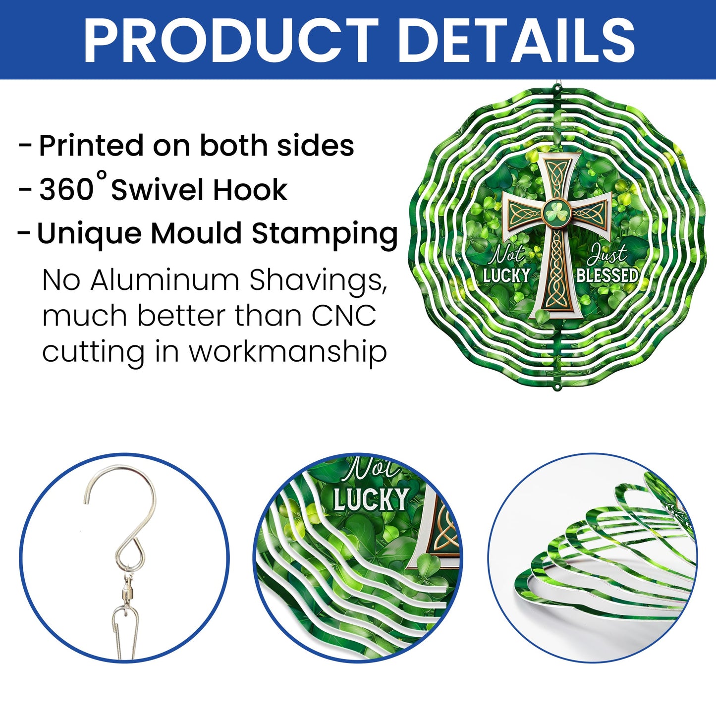 Not Lucky Just Blessed St Patrick’s Day Wind Spinner VTM1048NGT