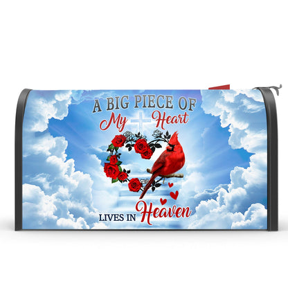 Cardinal Garden Flag &amp; Mailbox Cover A Big Piece Of My Heart Lives In Heaven TQN540MF