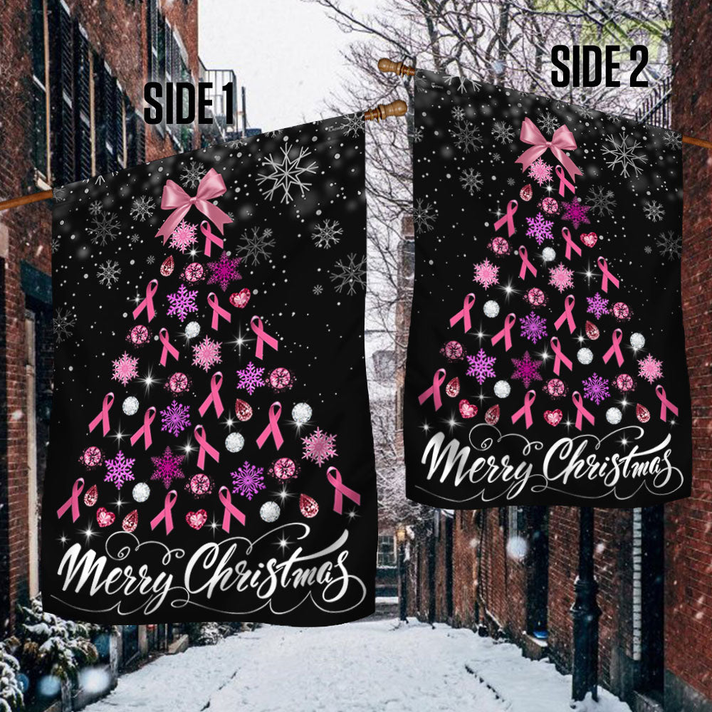 Breast Cancer Christmas Flag Merry Christmas Christmas Tree TQN708F