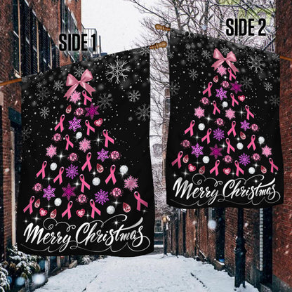 Breast Cancer Christmas Flag Merry Christmas Christmas Tree TQN708F