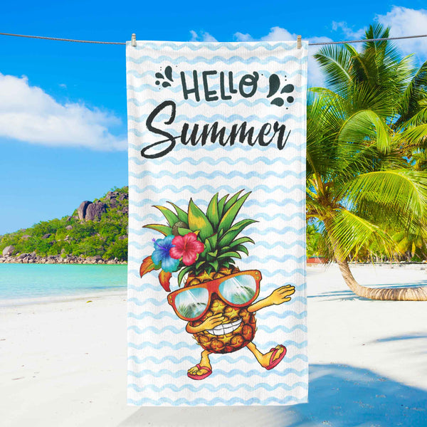 Funny Pineapple Hello Summer Aloha Hawaii Beach Towel TQN5264TTH