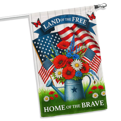 Patriotic Flower Flag Land Of The Free Home Of The Brave