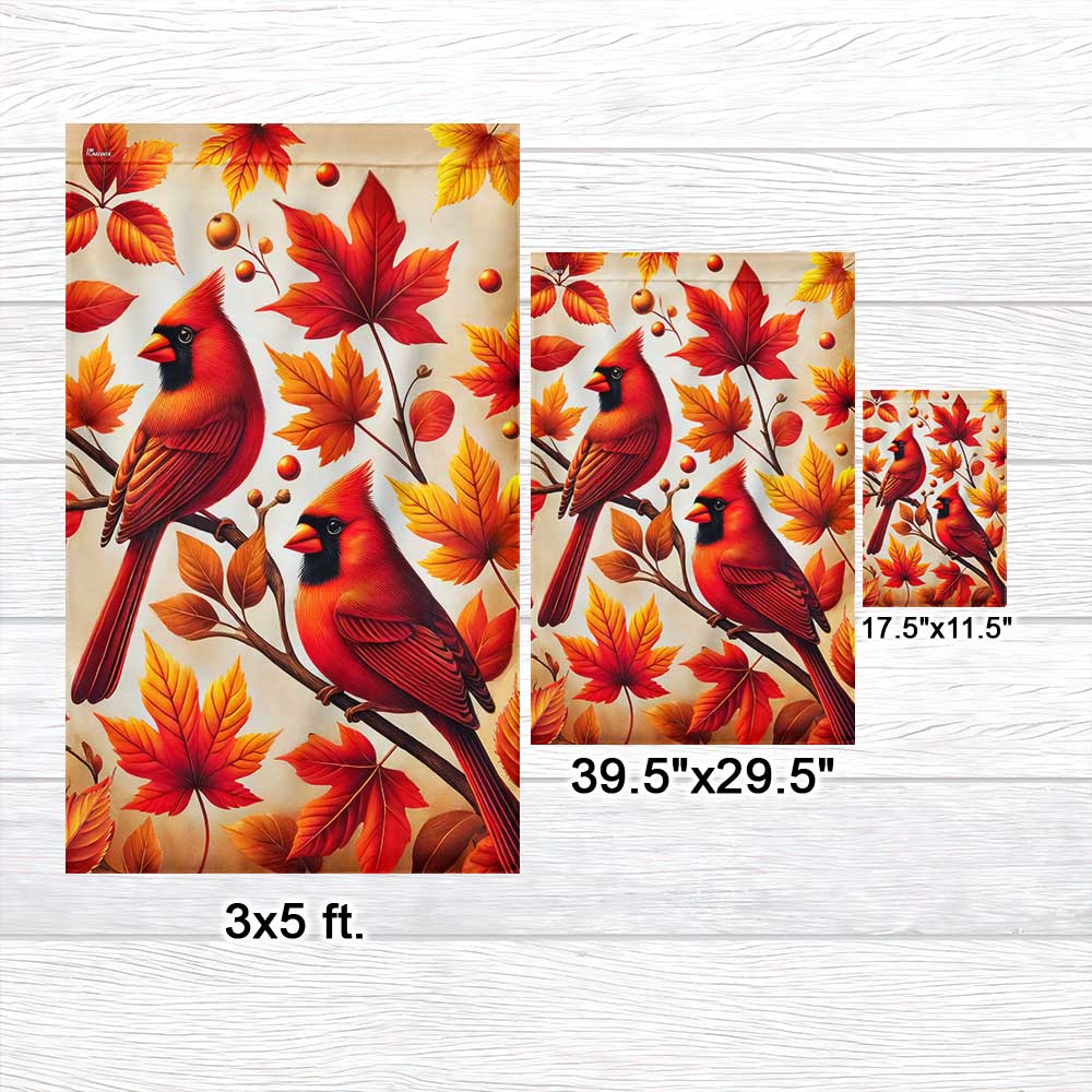 Cardinals Fall Autumn Leaves Flag MLN3557F