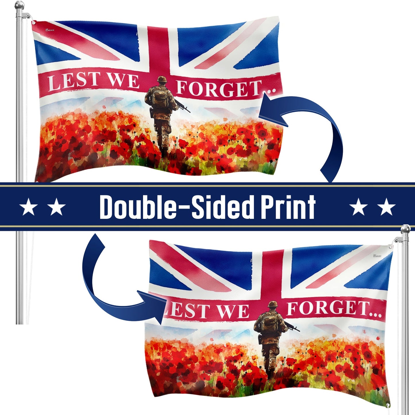 Lest We Forget UK Armed Forces Day Veteran Grommet Flag VTM1187NGT