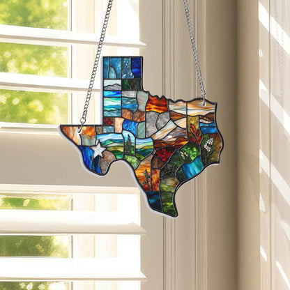 Texas Map Suncatcher Acrylic Hanging Sign TQN4564AS