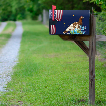 Alaska State Willow Ptarmigan Bird and Forget-Me-Not Flower Mailbox Cover  MLN1141MBv10