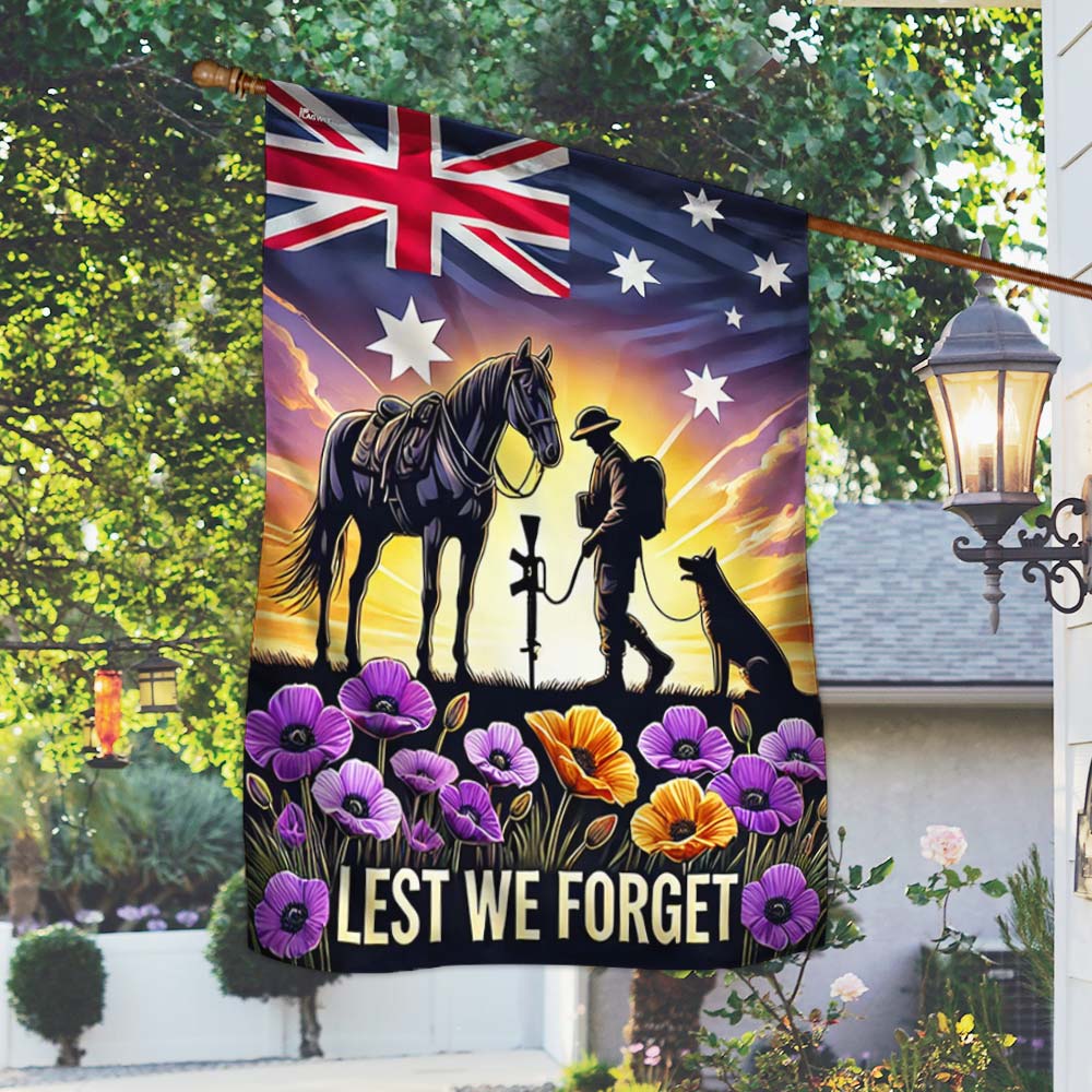 Anzac Day Animals in War Purple Poppy Australia Flag MLN5174DNV