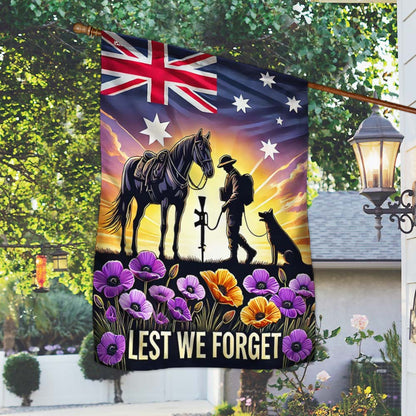 Anzac Day Animals in War Purple Poppy Australia Flag MLN5174DNV