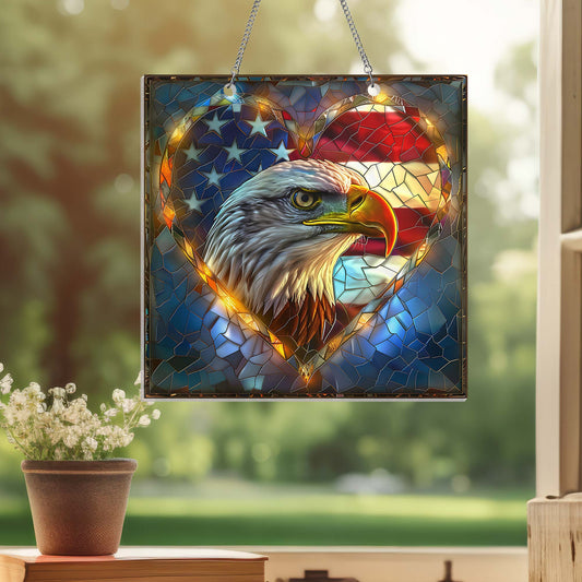 American Patriotic Eagle Suncatcher Acrylic Hanging TPT2218AS