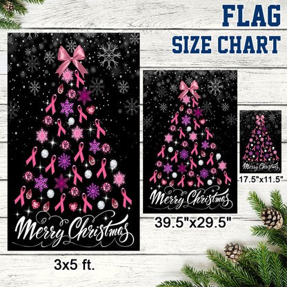 Breast Cancer Christmas Flag Merry Christmas Christmas Tree TQN708F