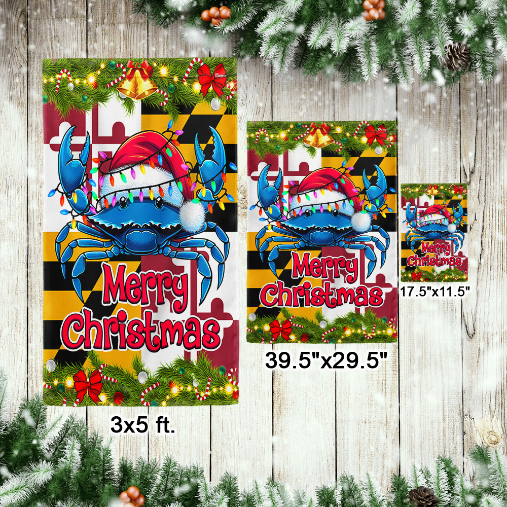 Blue Crab Merry Christmas Maryland Flag TPT1301F