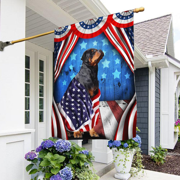 Flagwix American Flag - Happy 4th Of july. Rottweiler Patriotic Dog, American Flag Wrapped in Glory TPT898Fv5