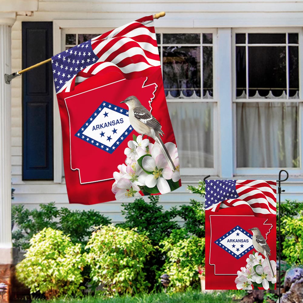 Arkansas State With Mocking Bird and Apple Blossom Flag TPT775Fv3