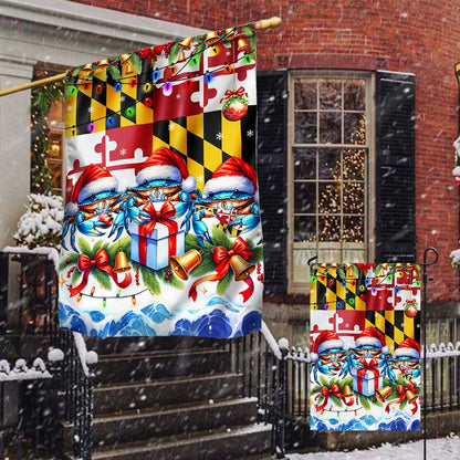 Blue Crabs Merry Christmas Maryland Flag TPT1309F