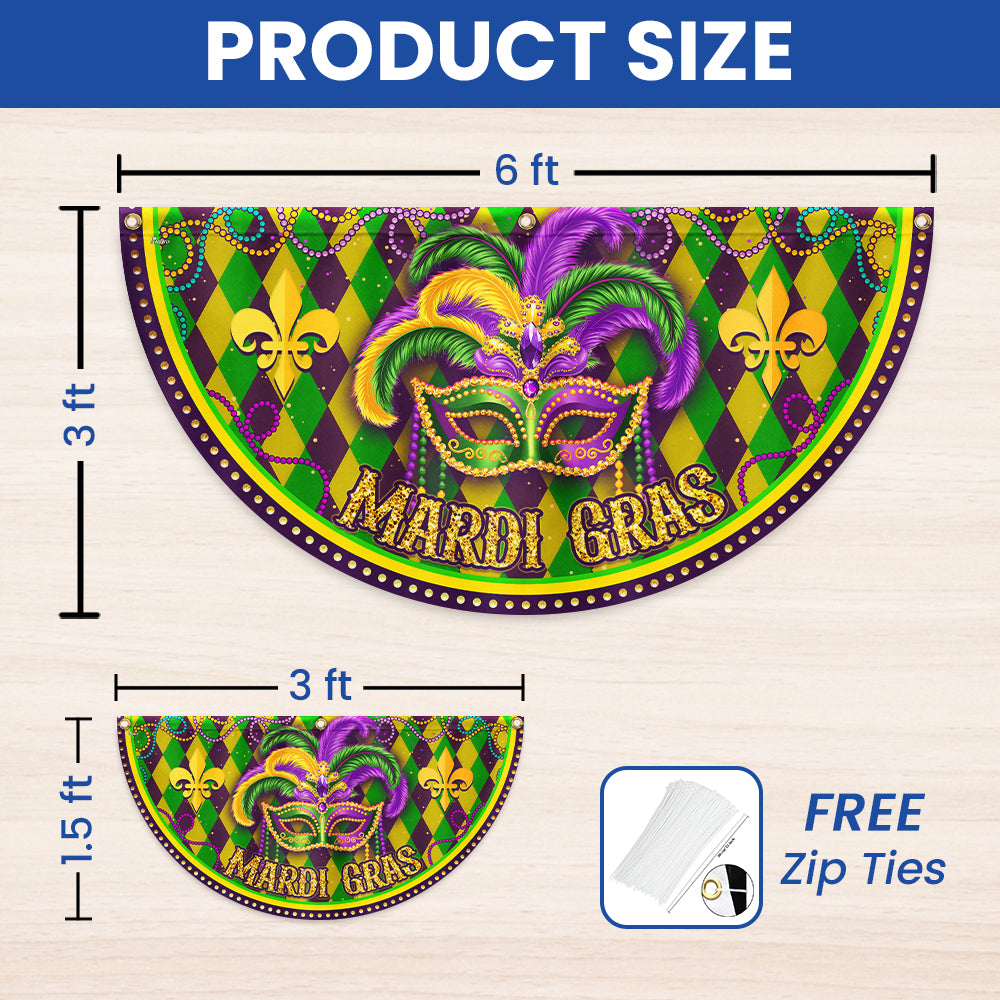 Mardi Gras Non-Pleated Fan Flag TPT2575FL