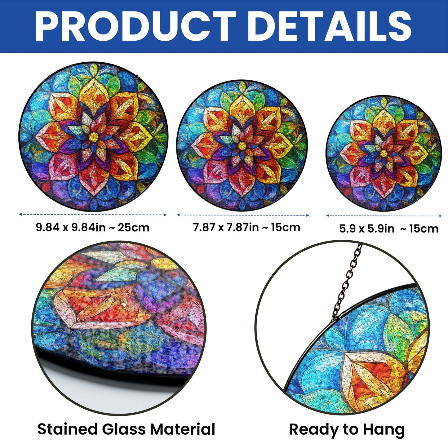 Mandala Stained Glass Suncatcher TQN5187HVN