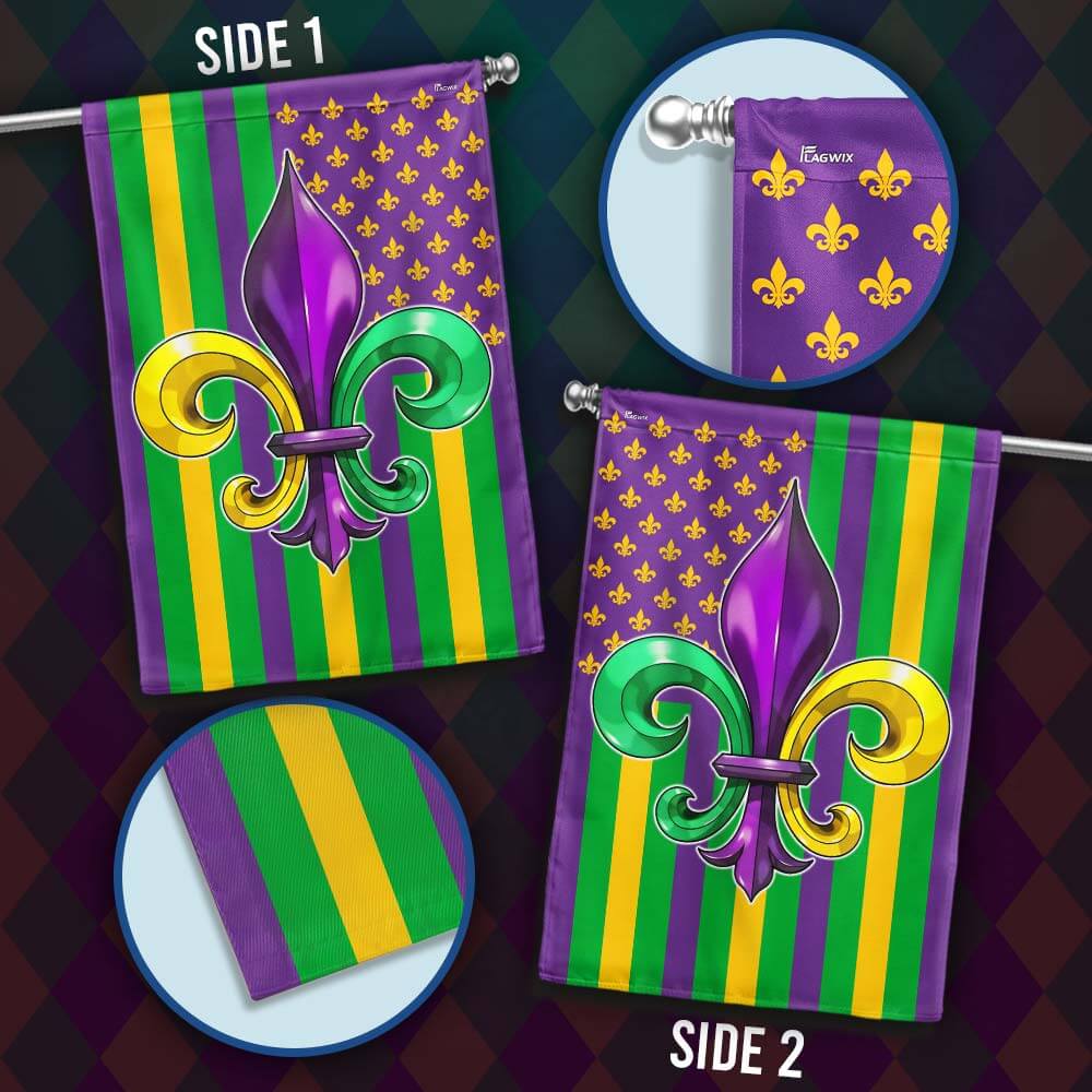 Mardi Gras Fleur De Lis American Flag TPT2633F