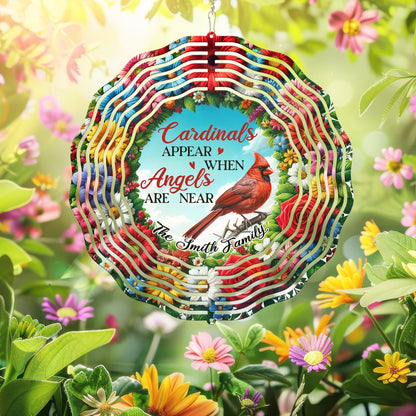 Personalized Cardinal Spring Flowers Wind Spinner Cardinals Appear When Angels Are Near MLN5179PMN