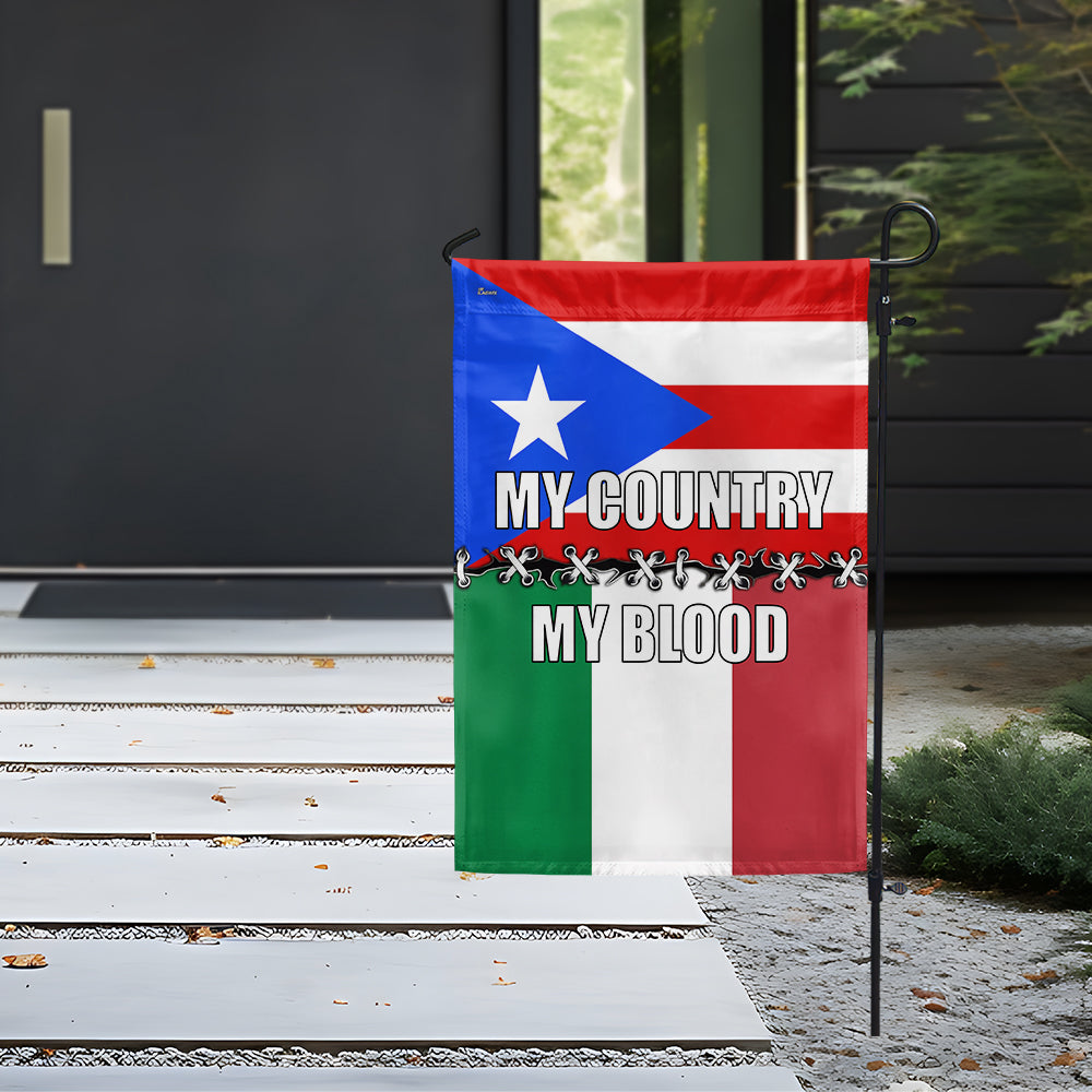 Italian and Puerto Rican My Country My Blood Flag VTM1226NTH