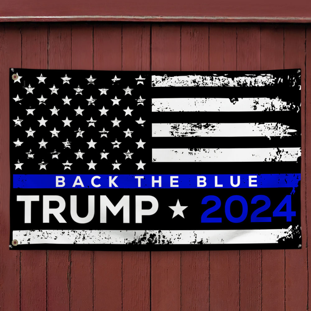 Back The Blue Trump 2024 Grommet Flag MLN3388GF