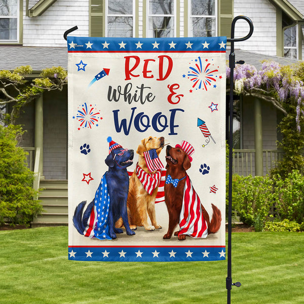 Flagwix American Flag - Red White &amp; Woof Happy 4th of july Dogs Flag Wrapped in Glory MLN3092F