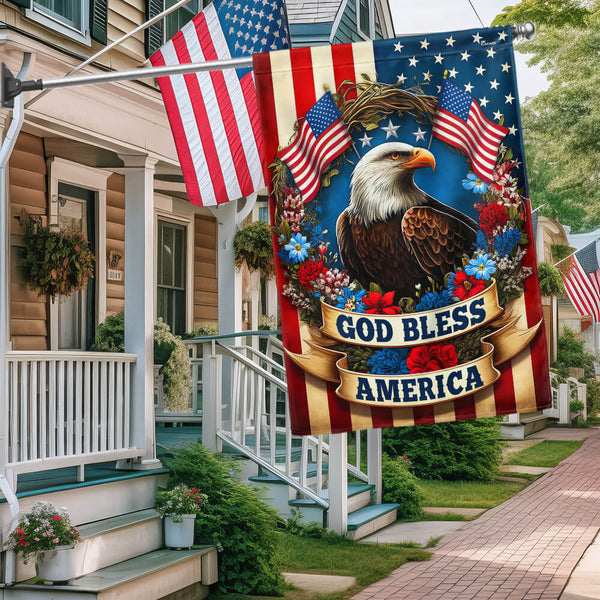 Flagwix American Flag - Eagle Patriotic Wreath American God Bless America Flag MLN3033F