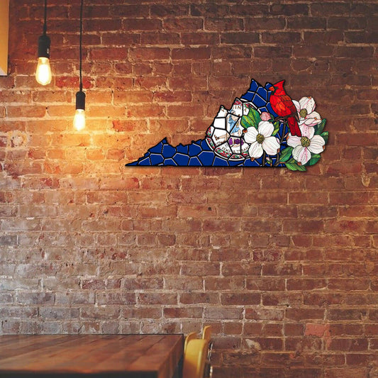 Virginia Cardinal and Dogwood Flower Hanging Metal Sign TPT1035MSv8