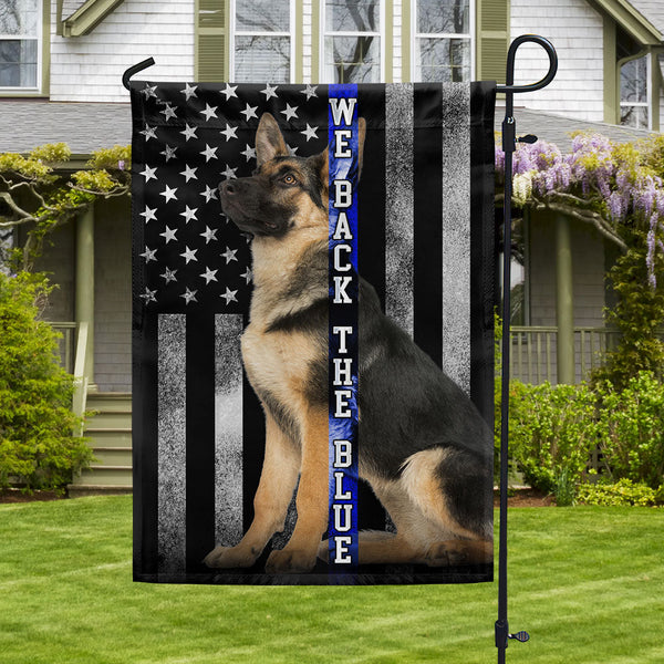 German Shepherd K-9 We Back the Blue Thin Blue Line Flag MLN1564F