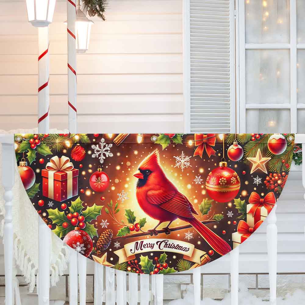 Cardinal Merry Christmas Non-Pleated Fan Flag TQN3908FL