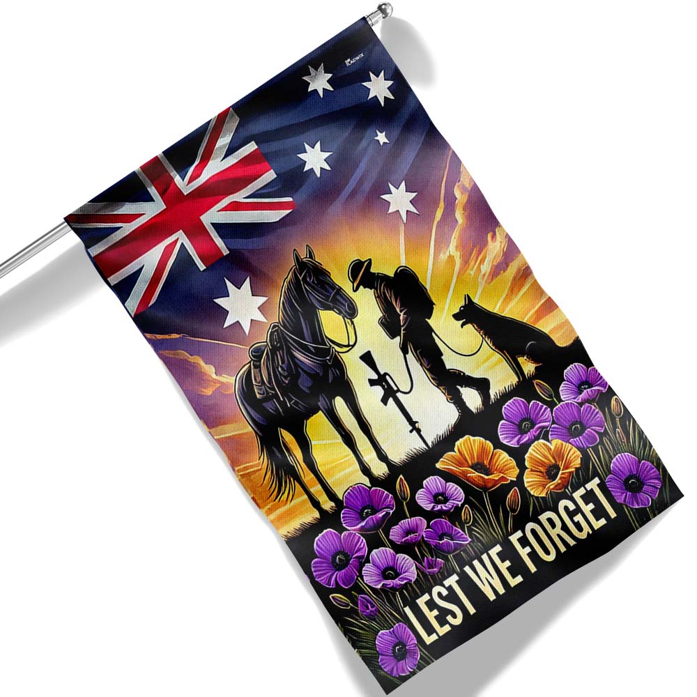 Anzac Day Animals in War Purple Poppy Australia Flag MLN5174DNV