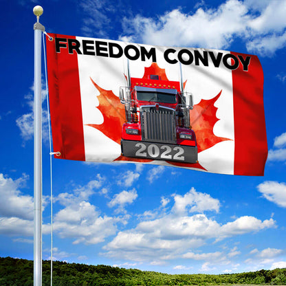 Canadian Freedom Convoy 2022 Flag, Truckers For Freedom, Mandate Freedom, Canadian Trucker Grommet Flag THB3752GF
