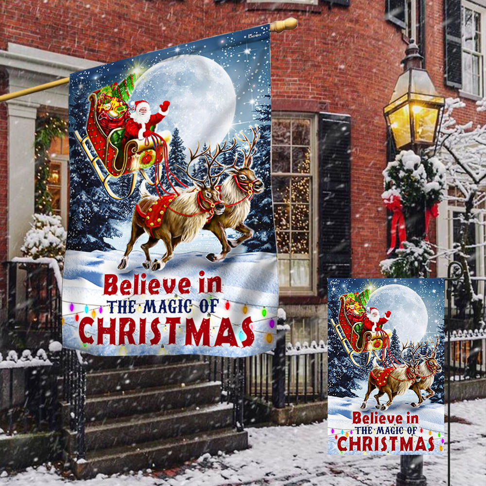 Believe In The Magic Of Christmas Santa's Sleigh Flag TQN1847F